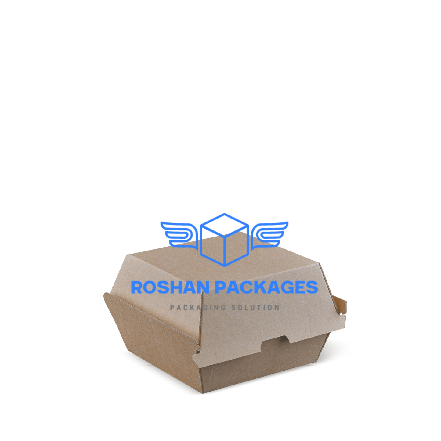 Eco-friendly recyclable Burger box for takeaway, available in bulk at wholesale prices from Roshan Packages, Sydney packaging supplier