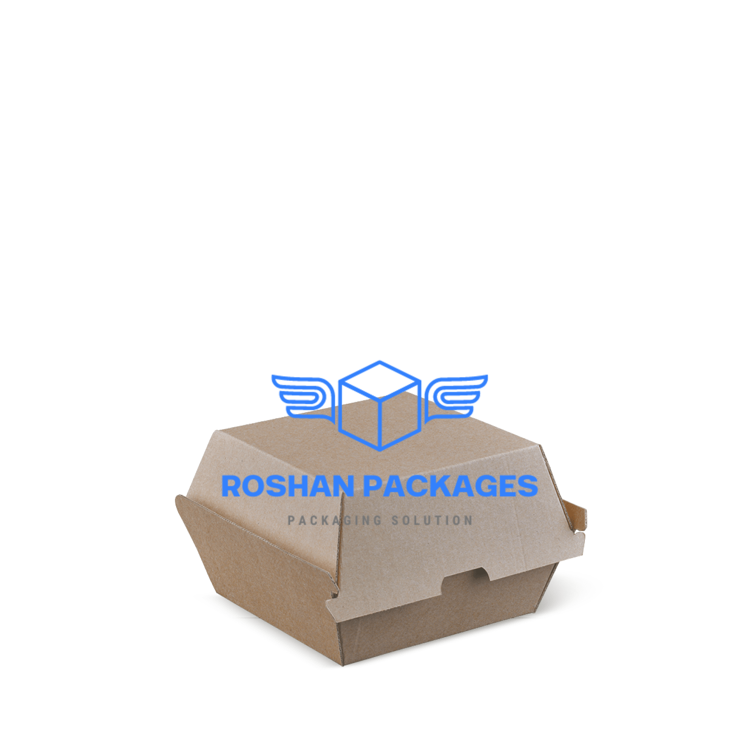 Eco-friendly recyclable Burger box for takeaway, available in bulk at wholesale prices from Roshan Packages, Sydney packaging supplier